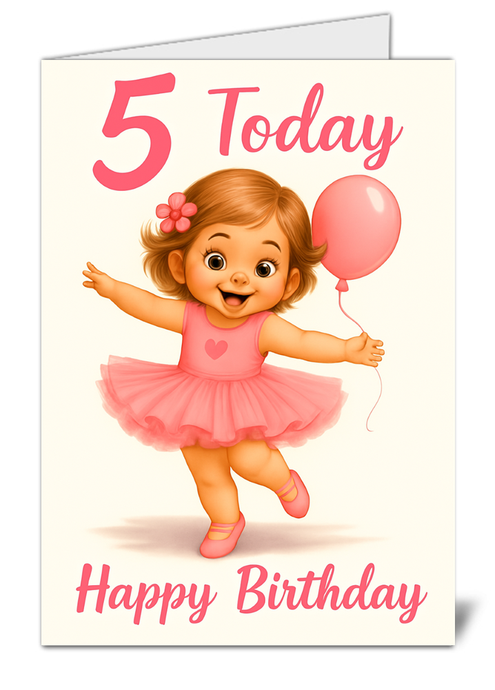Happy 5th birthday baby girl themed happy birthday card 45-5 happy 5th birthday baby girl themed happy birthday card high quality gloss birthday card 45 5 | uk wide print