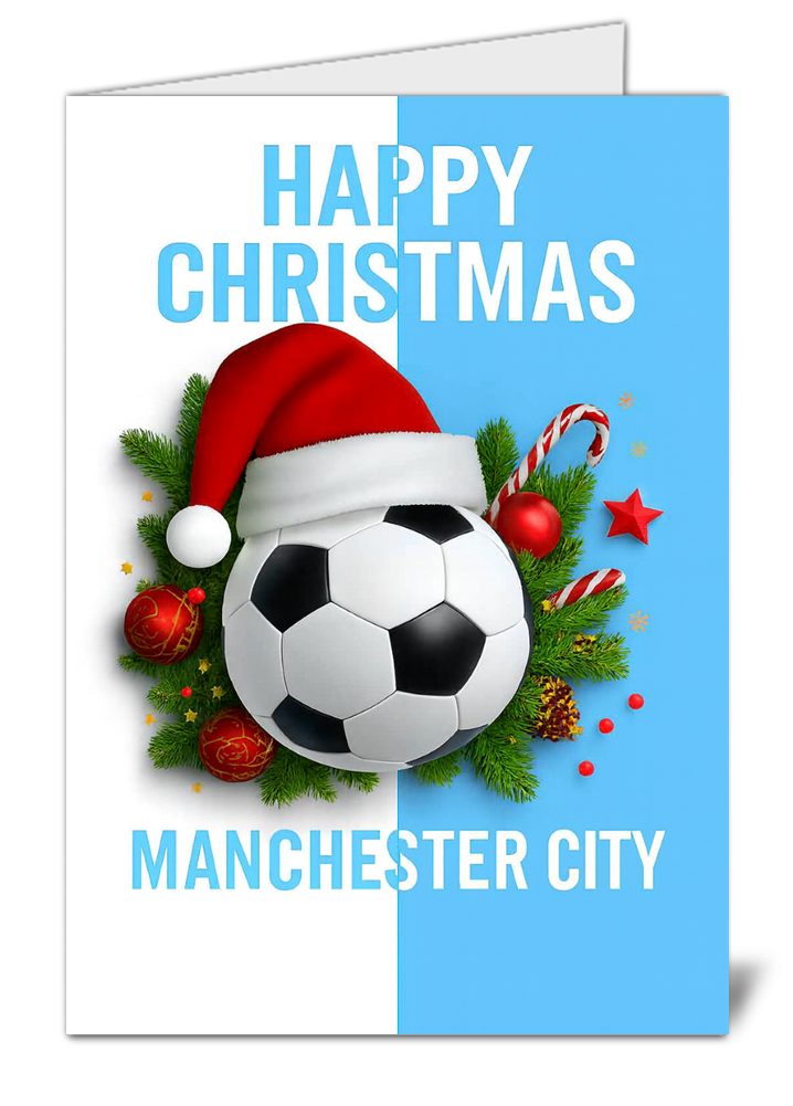 Manchester city fan football themed christmas card 496 manchester city fan football themed christmas card high quality gloss christmas card 496 | uk wide print