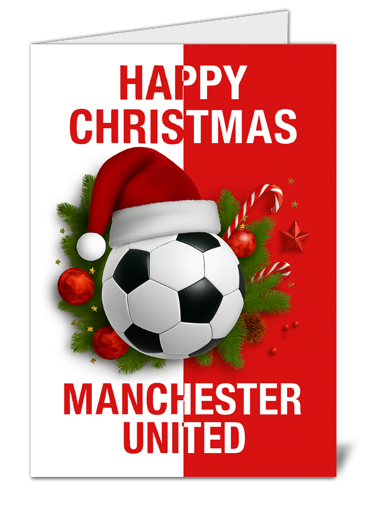 Manchester united fan football themed christmas card 355 manchester united fan football themed christmas card high quality gloss christmas card 355 | uk wide print