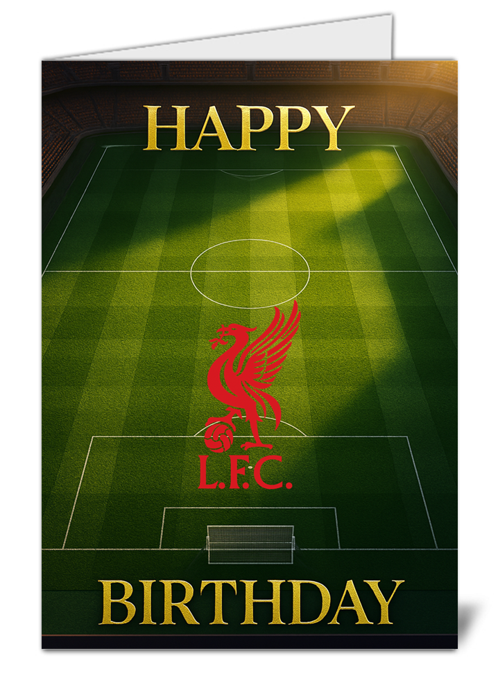 Liverpool fan football pitch themed happy birthday card 791 liverpool fan football pitch themed happy birthday card high quality gloss birthday card 791 | uk wide print