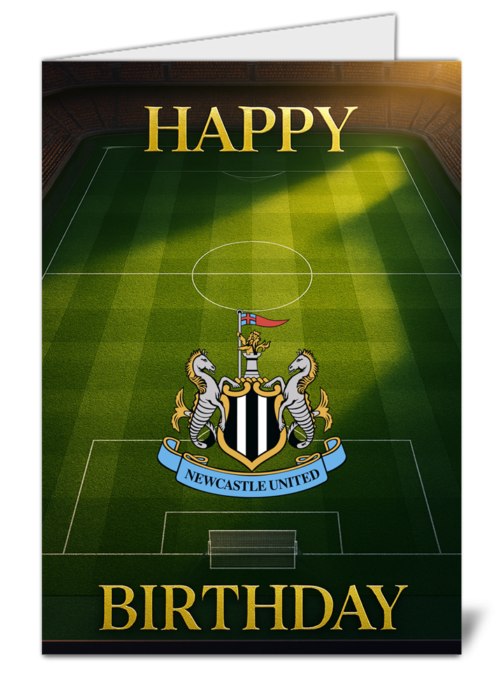 Newcastle united fan football pitch themed happy birthday card 795 newcastle united fan football pitch themed happy birthday card high quality gloss birthday card 795 | uk wide print