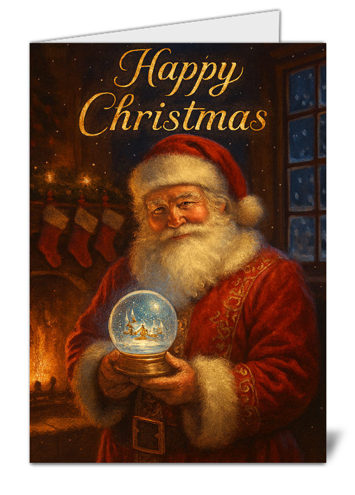 Santa claus themed happy christmas card 458 santa claus themed happy christmas card high quality gloss festive christmas card 458 | uk wide print