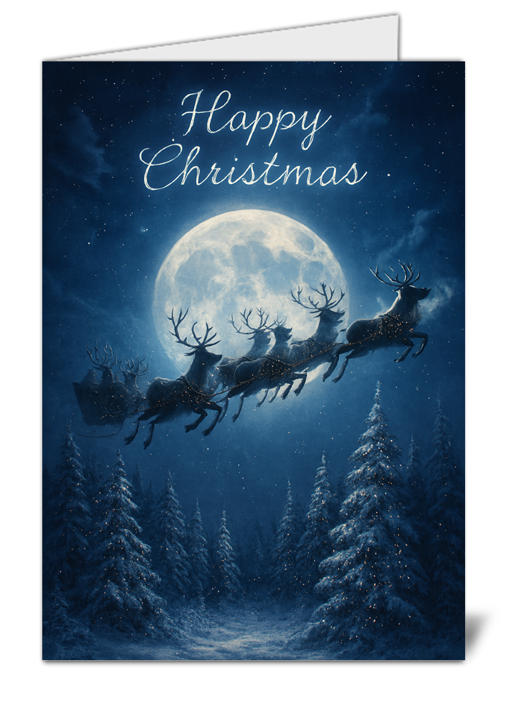 Reindeer themed happy christmas card 459 reindeer themed happy christmas card high quality gloss festive christmas card 459 | uk wide print