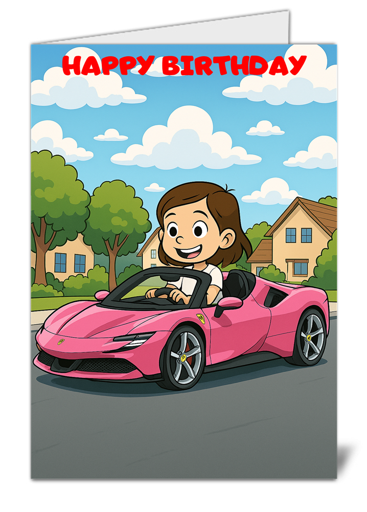 Ferrari car girls themed happy birthday card 6 ferrari car girls themed happy birthday card high quality gloss birthday card 6 | uk wide print