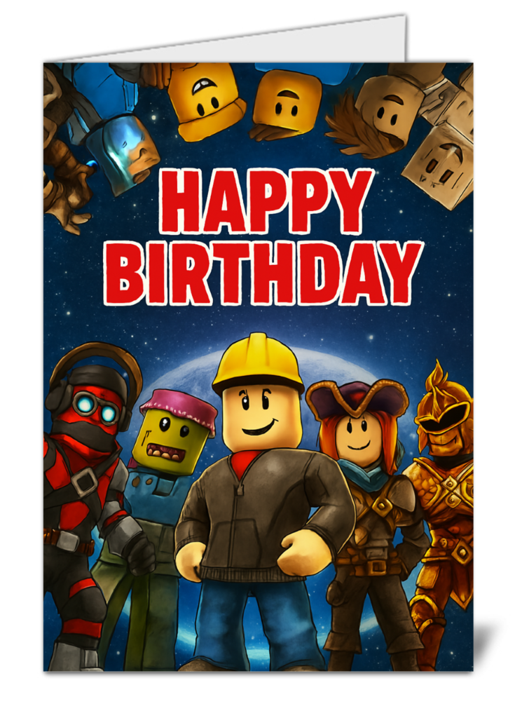 high quality roblox themed happy birthday card  gloss finish with envelope 47 | uk wide print