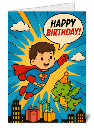 Superman Kids Themed Happy Birthday Card - High Quality Gloss Birthday Card 11