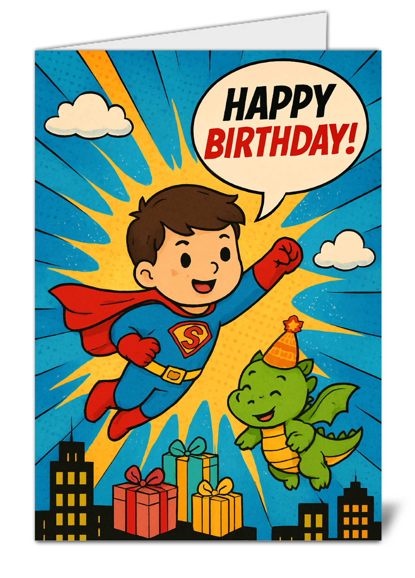 Superman kids themed happy birthday card 11 superman kids themed happy birthday card high quality gloss birthday card 11 | uk wide print