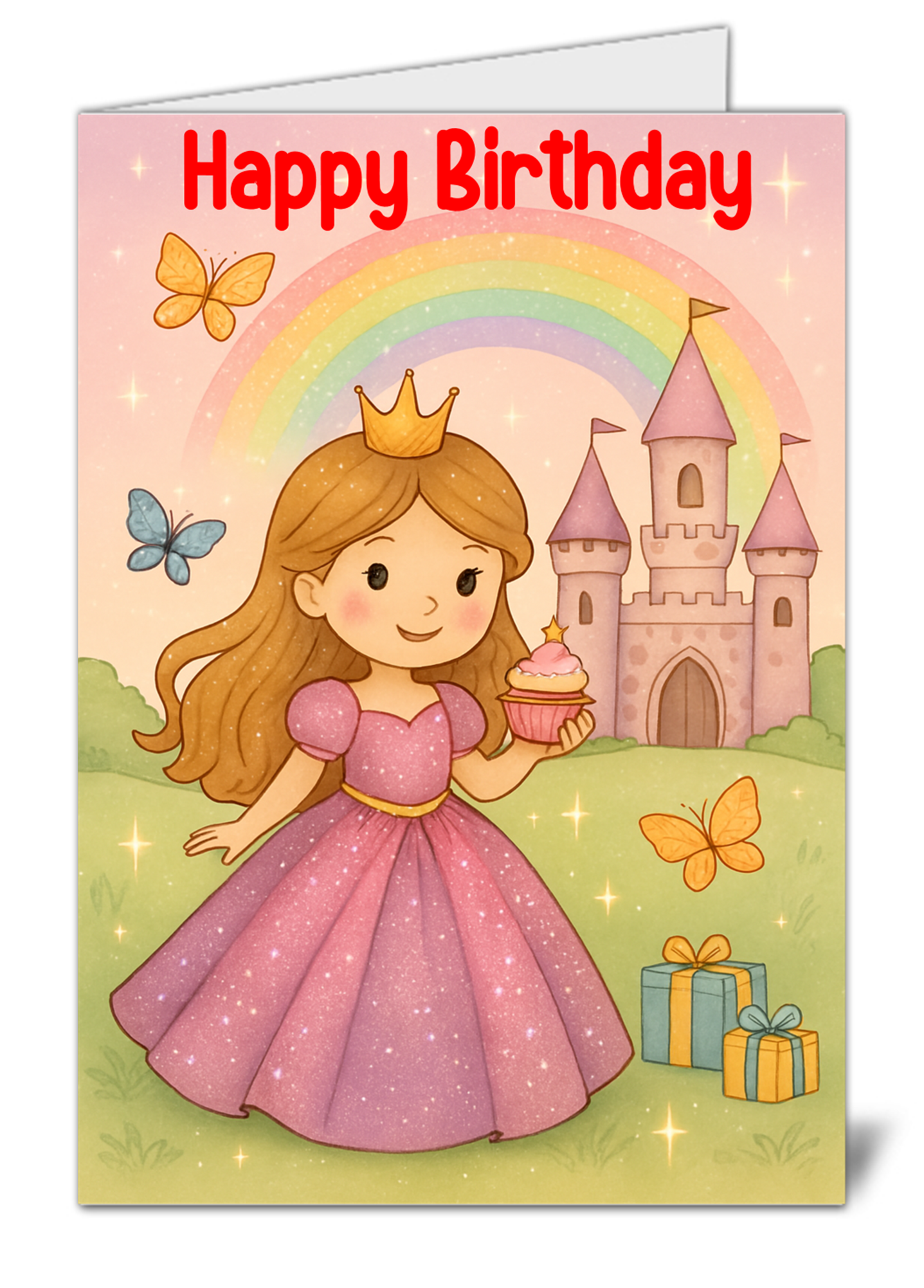 Princess & castle kids themed happy birthday card 12 princess castle kids themed happy birthday card high quality gloss birthday card 12 | uk wide print