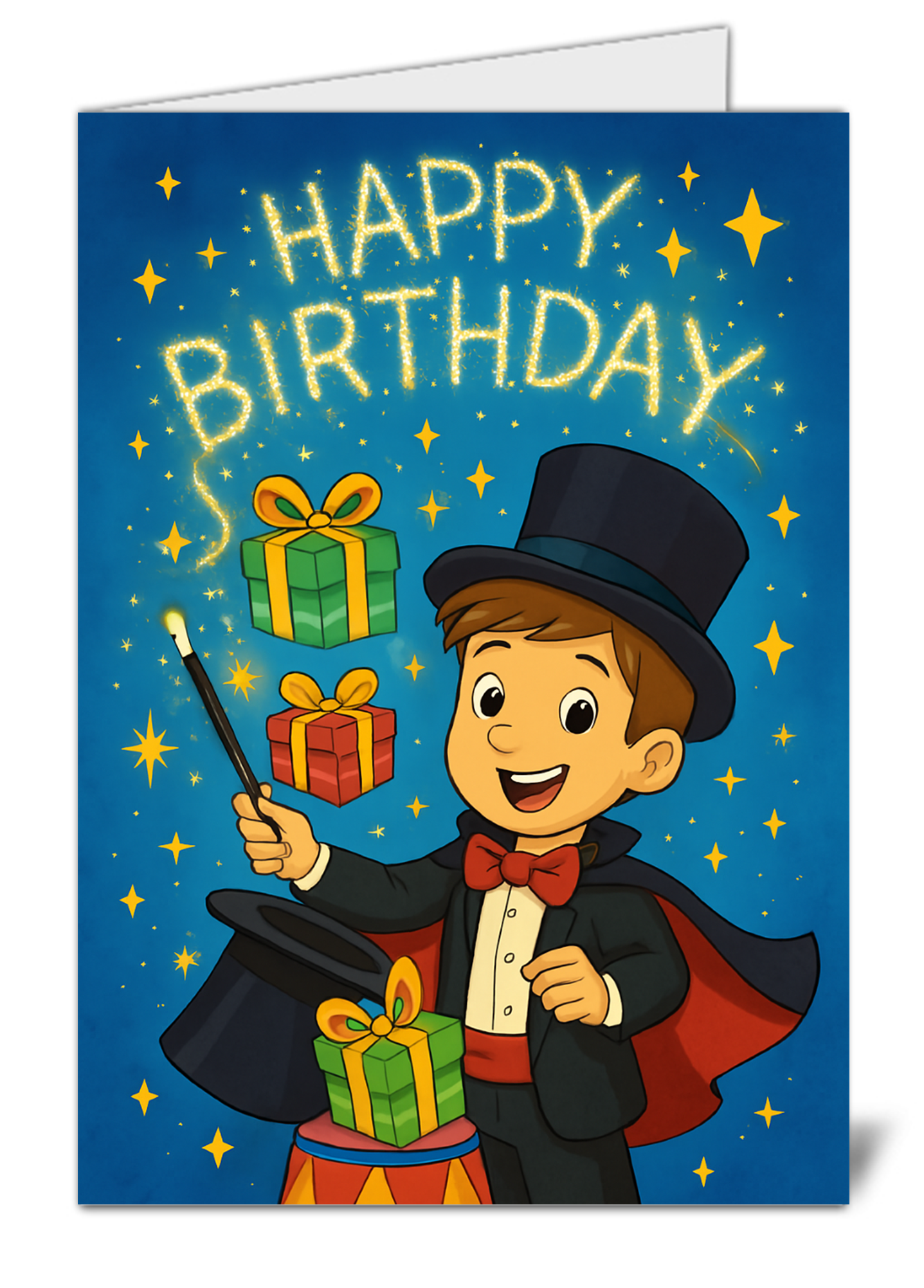 Magic presents out of a hat kids themed happy birthday card 24 magic presents out of a hat kids themed happy birthday card high quality gloss birthday card 24 | uk wide print