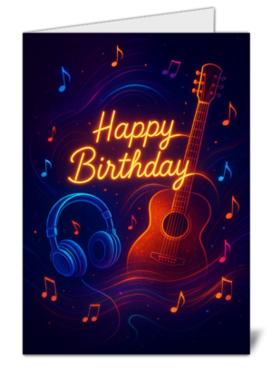 Music Themed Happy Birthday Card - High Quality Gloss Birthday Card 418