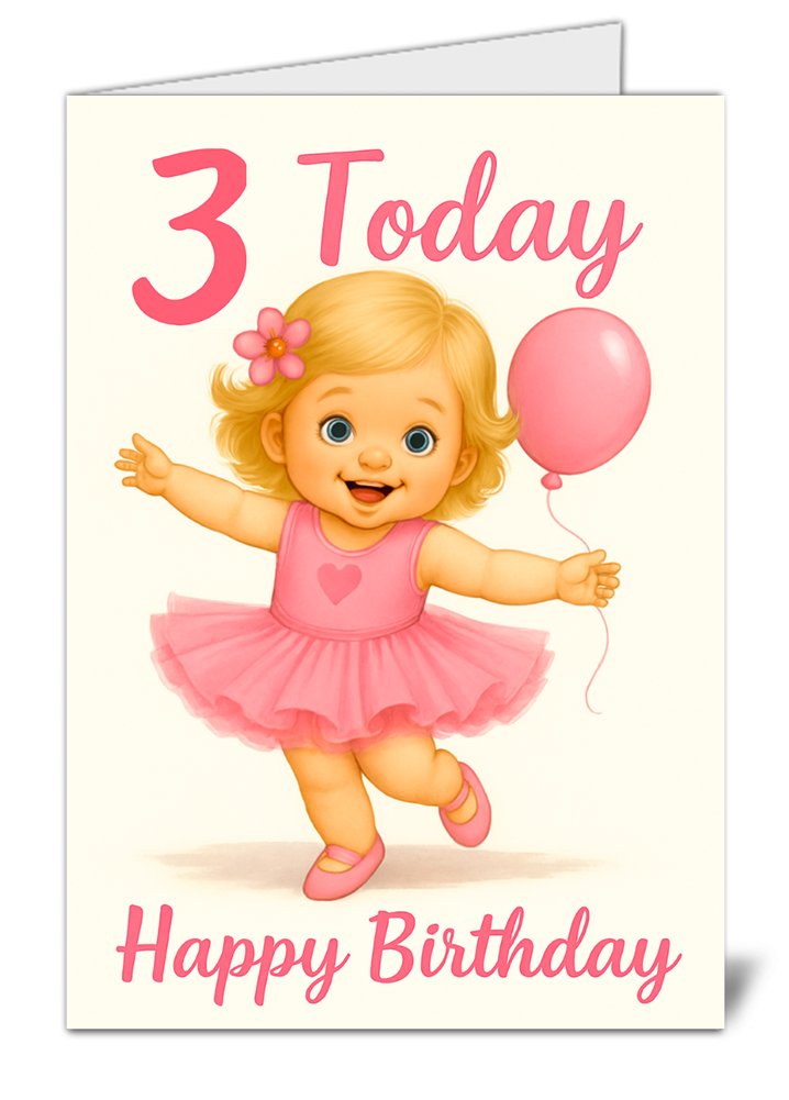 Happy 3rd birthday baby girl themed happy birthday card 159-3 happy 3rd birthday baby girl themed happy birthday card high quality gloss birthday card 159 3