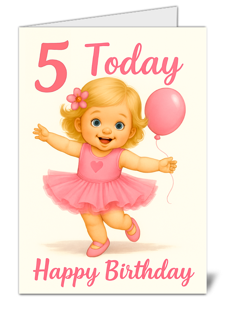 Happy 5th birthday baby girl themed happy birthday card 159-5 happy 5th birthday baby girl themed happy birthday card high quality gloss birthday card 159 5 | uk wide print