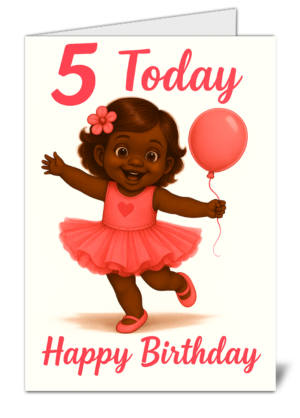 Happy 5th Birthday Baby Girl Themed Happy Birthday Card - High Quality Gloss Birthday Card 158-5