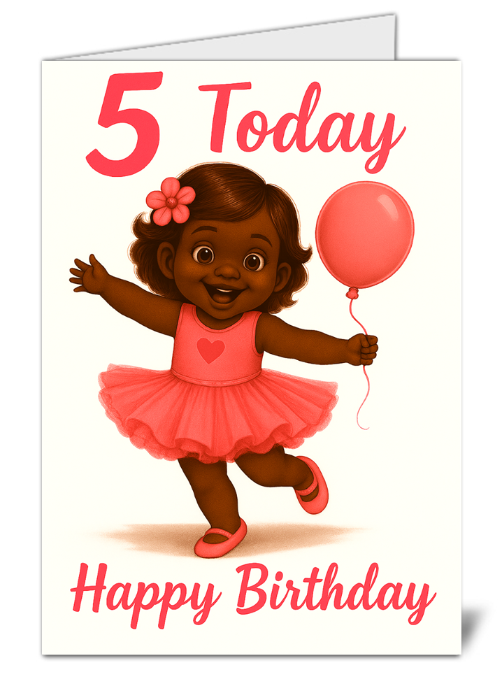 Happy 5th birthday baby girl themed happy birthday card 158-5 happy 5th birthday baby girl themed happy birthday card high quality gloss birthday card 158 5 | uk wide print