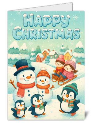Snow Scene Themed Happy Christmas Card - High Quality Gloss Festive Christmas Card 472