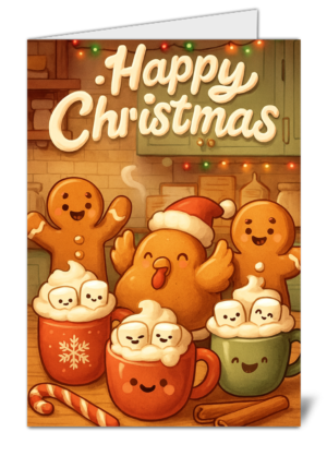 Christmas Food Themed Happy Christmas Card - High Quality Gloss Festive Christmas Card 474