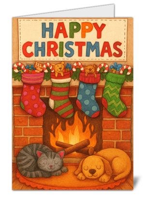 Stocking Themed Happy Christmas Card - High Quality Gloss Festive Christmas Card 477