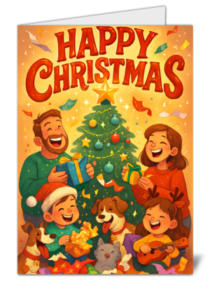 Christmas Day Themed Happy Christmas Card - High Quality Gloss Festive Christmas Card 478