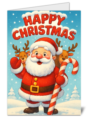 Santa Claus Themed Happy Christmas Card - High Quality Gloss Festive Christmas Card 470