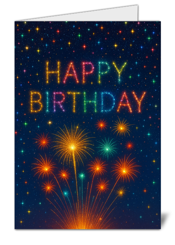 Firework celebration themed happy birthday card 172 firework celebration themed happy birthday card high quality gloss birthday card 172 | uk wide print