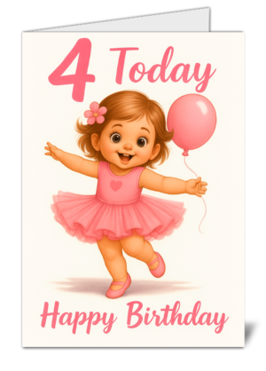 happy 4th birthday baby girl themed happy birthday card   high quality gloss birthday card 45 4 | uk wide print