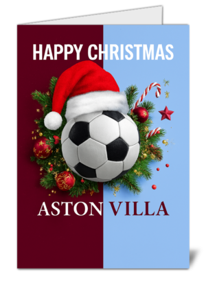 Aston Villa Fan Football Themed Christmas Card - High Quality Gloss Christmas Card 325