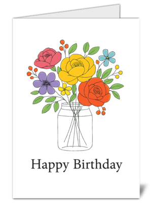 Simple Floral Design Themed Happy Birthday Card – High Quality Gloss Birthday Card 208
