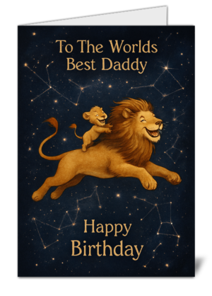 To The Worlds Best Daddy Cute Lion King Themed Happy Birthday Card – High Quality Gloss Birthday Card 214