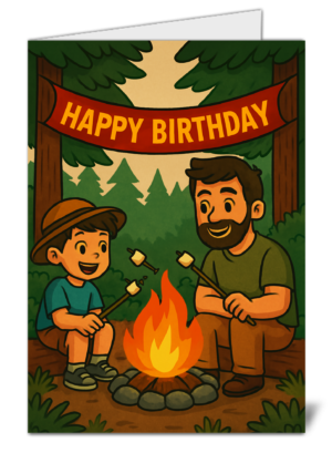 Father & Son Camping Themed Happy Birthday Card - High Quality Gloss Birthday Card 41