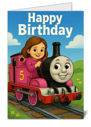 Baby Girl Thomas & Friends Themed Happy Birthday Card - High Quality Gloss Birthday Card 46-5