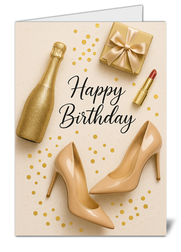 Champagne & presents themed happy birthday card 55 champagne presents themed happy birthday card high quality gloss birthday card 55 | uk wide print