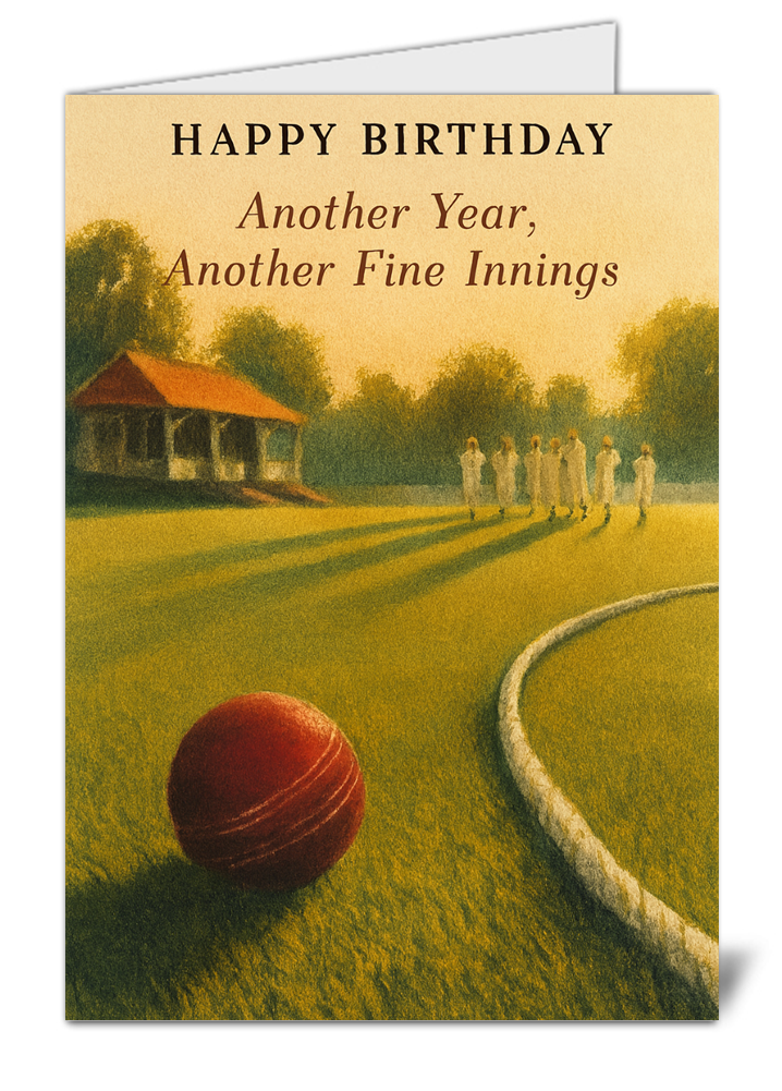 cricket themed another year another fine innings happy birthday card  high quality gloss birthday card 312 | uk wide print