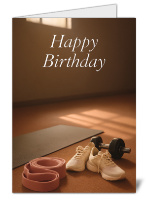 Simplistic Gym Workout Themed Happy Birthday Card – High Quality Gloss Birthday Card 313
