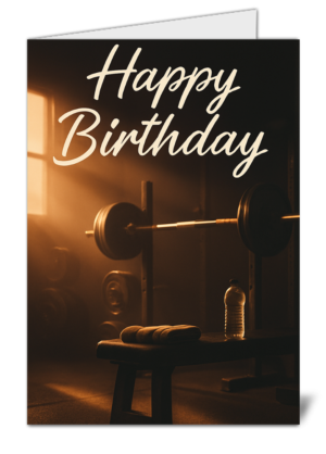 Simplistic Gym Workout Themed Happy Birthday Card – High Quality Gloss Birthday Card 314