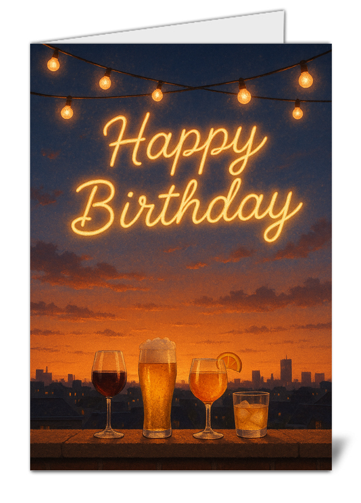 Beer & sunset themed happy birthday card 56 beer sunset themed happy birthday card high quality gloss birthday card 56 | uk wide print