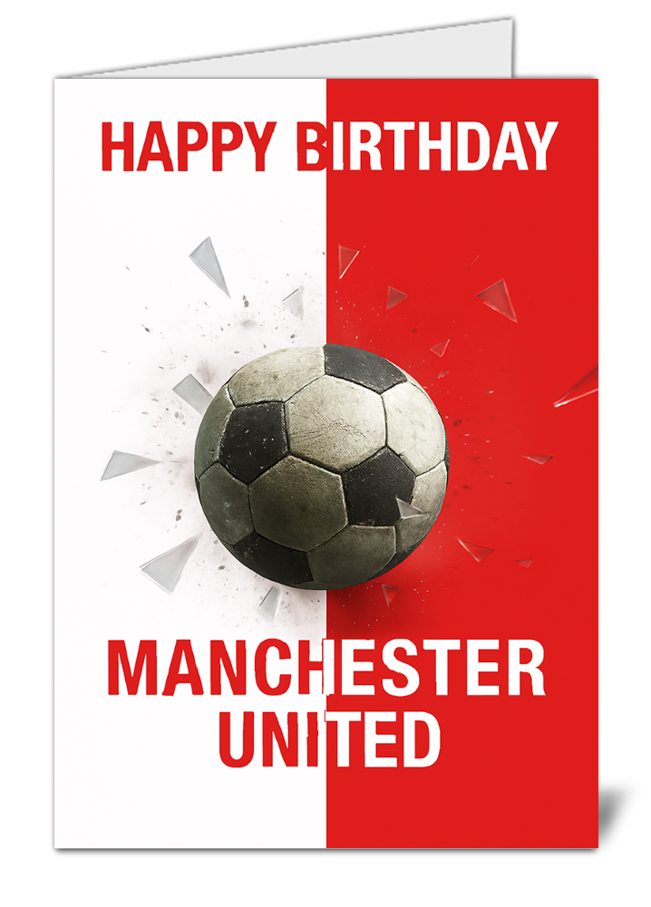 Manchester united fan football smashing glass themed happy birthday card 354 manchester united fan football smashing glass themed happy birthday card high quality gloss birthday card 354 | uk wide print