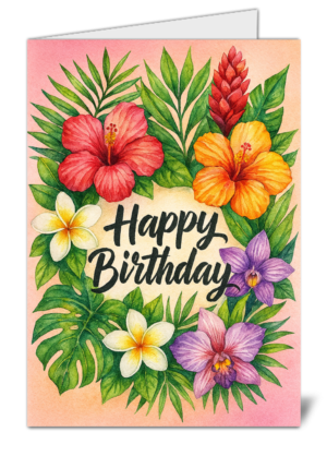 Beautiful Floral Themed Happy Birthday Card – High Quality Gloss Birthday Card 370