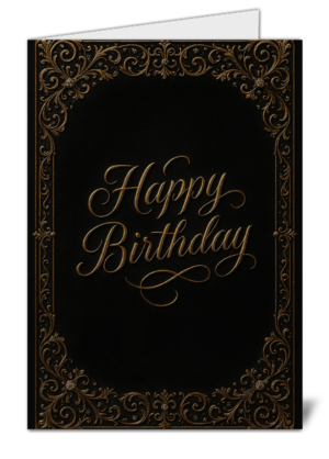 Simplistic Golden Themed Happy Birthday Card – High Quality Gloss Birthday Card 373