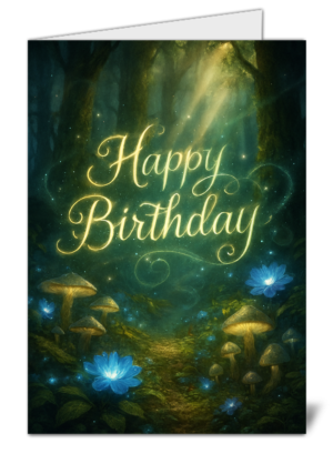 Green Floral Themed Happy Birthday Card – High Quality Gloss Birthday Card 376