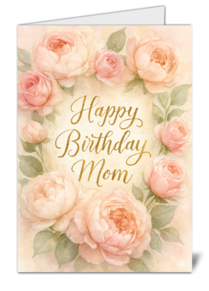 Happy Birthday Mom Floral Themed Happy Birthday Card – High Quality Gloss Birthday Card 379