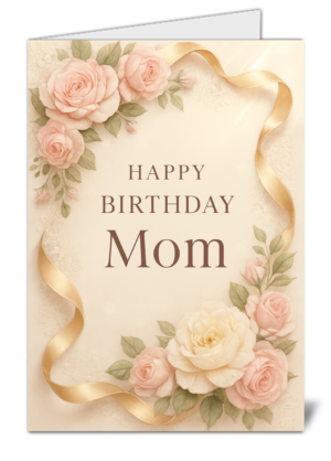Happy Birthday Mom Floral Themed Happy Birthday Card – High Quality Gloss Birthday Card 380