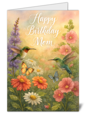 Beautiful Scenic Happy Birthday Mom Floral Themed Happy Birthday Card – High Quality Gloss Birthday Card 381