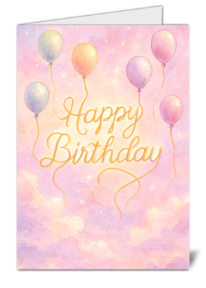 Simplistic Pink Sky Themed Happy Birthday Card – High Quality Gloss Birthday Card 385