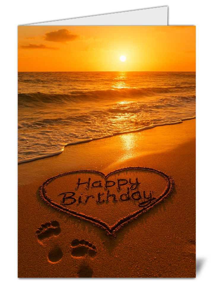 Beach & sunset themed happy birthday card 392 beach sunset themed happy birthday card high quality gloss birthday card 392 | uk wide print