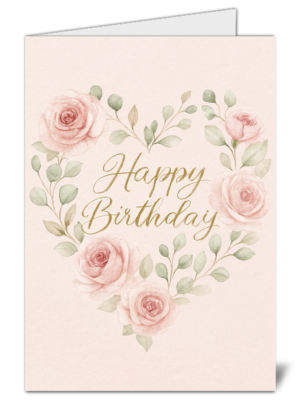 Simplistic Floral Themed Happy Birthday Card – High Quality Gloss Birthday Card 398