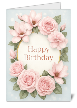 Simplistic Floral Themed Happy Birthday Card – High Quality Gloss Birthday Card 401