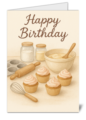 Simplistic Baking Themed Happy Birthday Card - High Quality Gloss Birthday Card 63