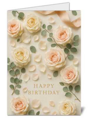 Simplistic Floral Themed Happy Birthday Card – High Quality Gloss Birthday Card 402