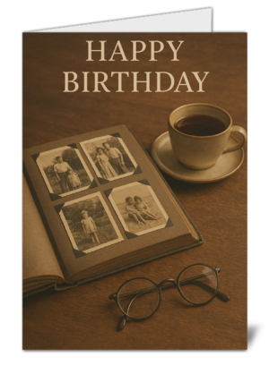 Simplistic Family Photo Album Themed Happy Birthday Card - High Quality Gloss Birthday Card 65