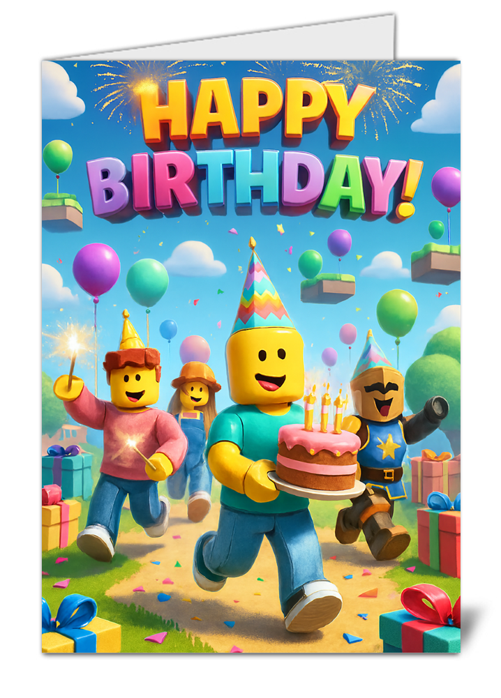 roblox themed happy birthday card  high quality gloss birthday card 438 | uk wide print